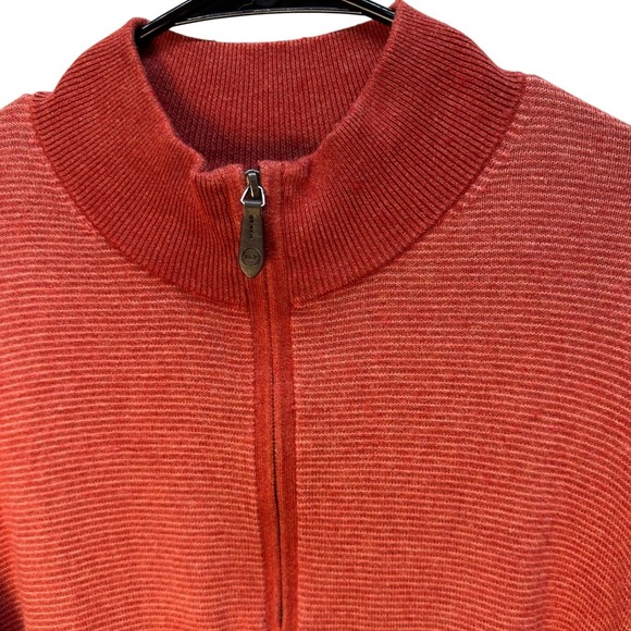 Vineyard Vines Mens Thaxter Stripe Quarter Zip Cashmere Blend Sweater Red XL - Picture 1 of 6